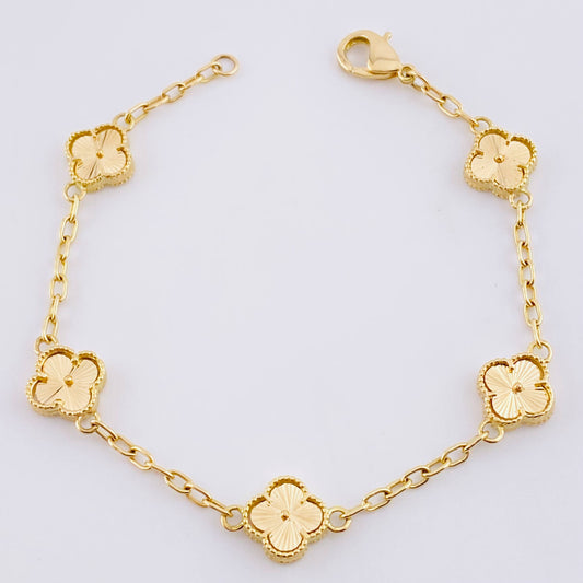 Pulso Trebol Aro Seguido 7g / 18.2cm / 2mm Oro Amarillo 18K
