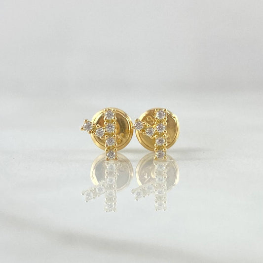 Topos Letra Y 0.6gr / 6mm Circones Blancos Oro Amarillo 18K
