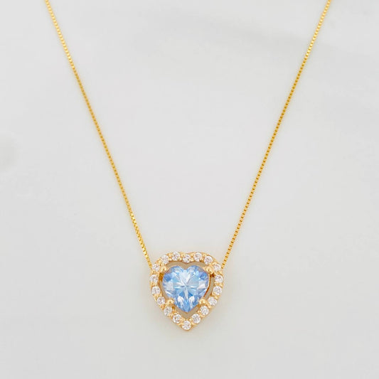 Set Cadena Veneciana + Dije Corazón Moisanitas 1.02 qts / 2.3g / 40cm Oro Amarillo 18K