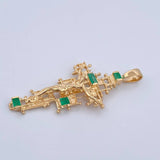 Dije Cruz Cristo 6.45gr / 5cm / Esmeraldas 25 Pts Oro Amarillo 18K (Joya) & Dije Cruz Cristo 6.45gr / 5cm / Esmeraldas 25 Pts Oro Amarillo 18K (Joya) &