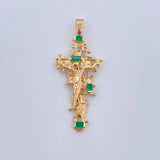 Dije Cruz Cristo 6.45gr / 5cm / Esmeraldas 25 Pts Oro Amarillo 18K (Joya) & Dije Cruz Cristo 6.45gr / 5cm / Esmeraldas 25 Pts Oro Amarillo 18K (Joya) &