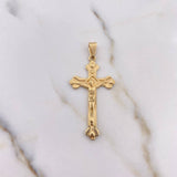 Dije Cruz Cristo 3.6gr / 5cm / Puntas Corazon Oro Amarillo 18K $ Dije Cruz Cristo 3.6gr / 5cm / Puntas Corazon Oro Amarillo 18K $