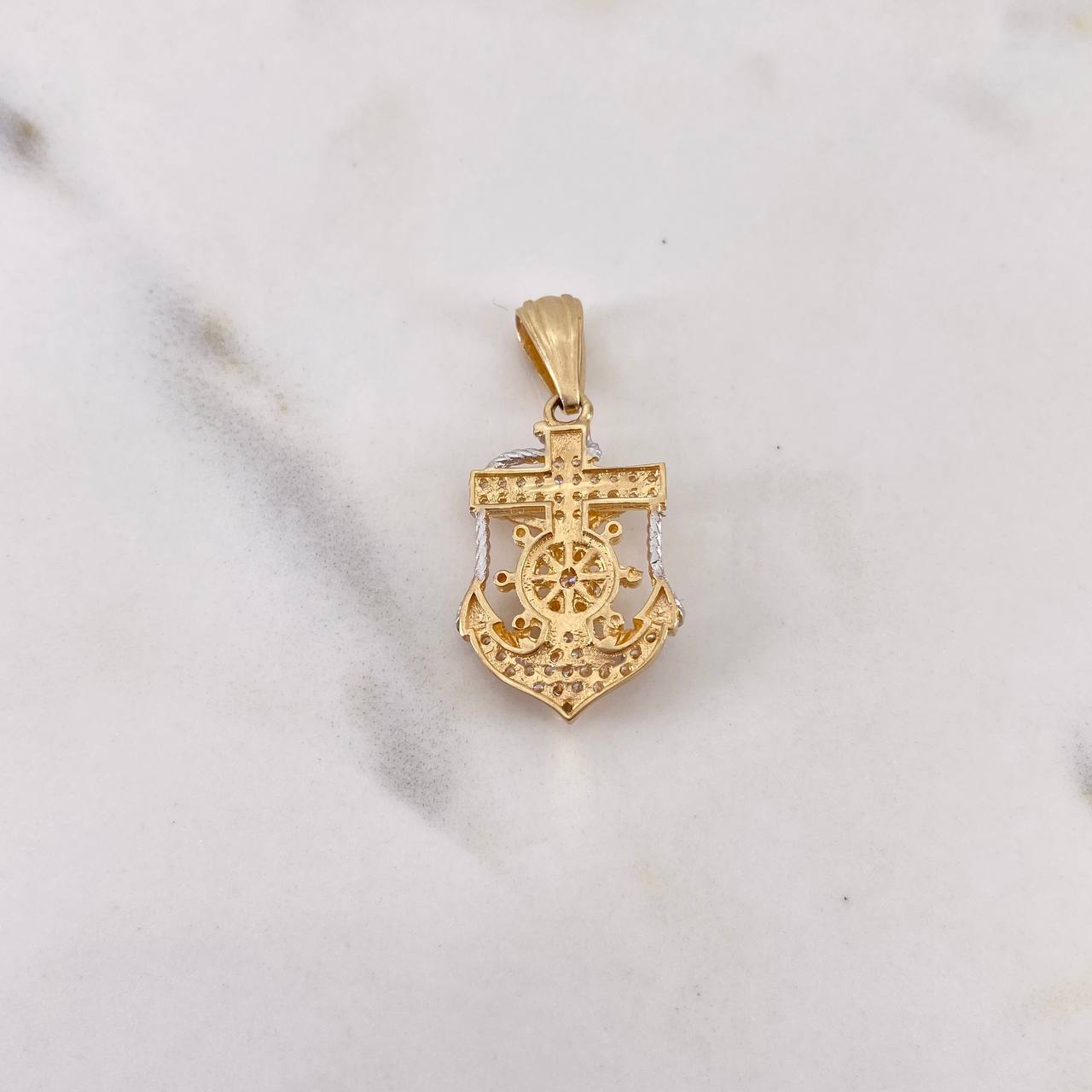 Dije Cruz Cristo Ancla Y Timon 3.35gr / 3cm / Circones Blancos Dos Oros Amarillo Blanco 18K $ Dije Cruz Cristo Ancla Y Timon 3.35gr / 3cm / Circones Blancos Dos Oros Amarillo Blanco 18K $