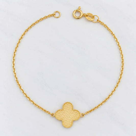 Pulso Aro Seguido Trebol 1.85g / 19cm / 1mm Oro Amarillo 18K