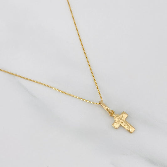 Set Cadena Veneciana + Dije Cruz Cristo / 1.25g / 40.5cm Oro Amarillo 18K