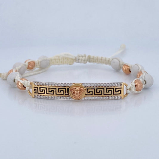 Pulsera Blanca Medusa Tribal 4.4gr / Oro 18K &