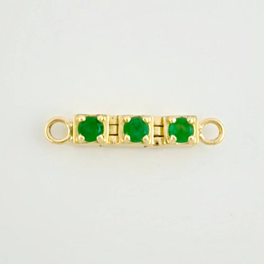 Herraje Trilogía Vertical Esmeraldas 15pts 1.15g / 1.7cm Oro Amarillo 18K