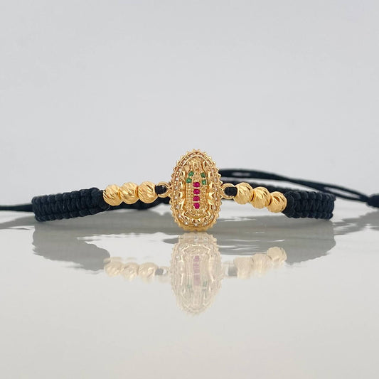 Pulsera Tejida Virgen Guadalupe Oro Amarillo 18K