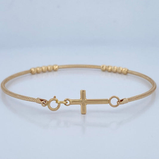 Pulso Flex Cruz 2.05gr / 19cm-21cm / +4 Oro 18K $