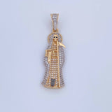 Dije Santa Muerte 7gr / 4.5cm / Circones Negros Blancos Tres Oros 18K & Dije Santa Muerte 7gr / 4.5cm / Circones Negros Blancos Tres Oros 18K &