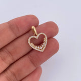 Dije Silueta Corazon 1.5gr / 2.2cm / Circones Blancos Oro Amarillo 18K & Dije Silueta Corazon 1.5gr / 2.2cm / Circones Blancos Oro Amarillo 18K &