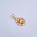 Dije Medalla Corona RX 0.95gr / 1.8cm / Circones Blancos Oro Amarillo 18K & Dije Medalla Corona RX 0.95gr / 1.8cm / Circones Blancos Oro Amarillo 18K &