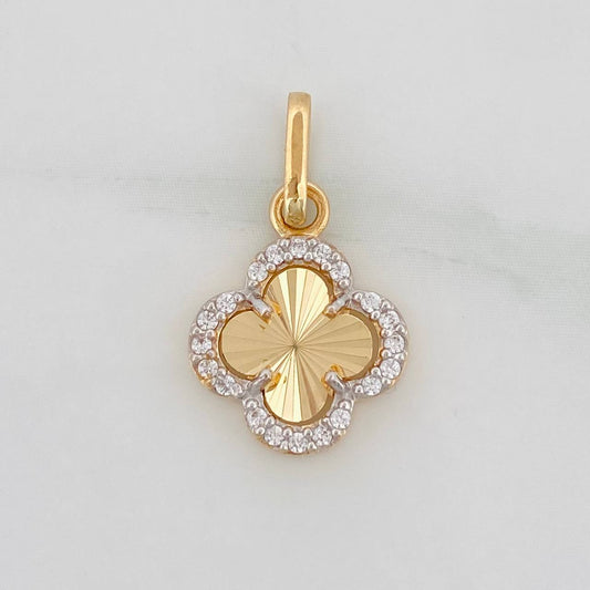 Dije Trebol 1g / 1.8cm Dos Oros Amarillo Blanco 18K