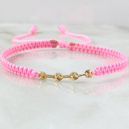 Pulsera Rosada Herraje GC 0.3gr / Oro 18K