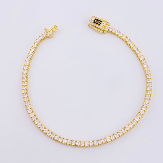 Pulso Tenis Monaco 7.65gr / 18.5cm / 3mm Oro Amarillo +4 18K ©