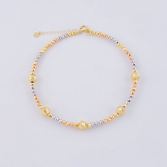 Pulso Aro Parisino Diamantado 2.7gr / 22.5cm-20cm / 2.5mm Tres Oros +4 18K ©