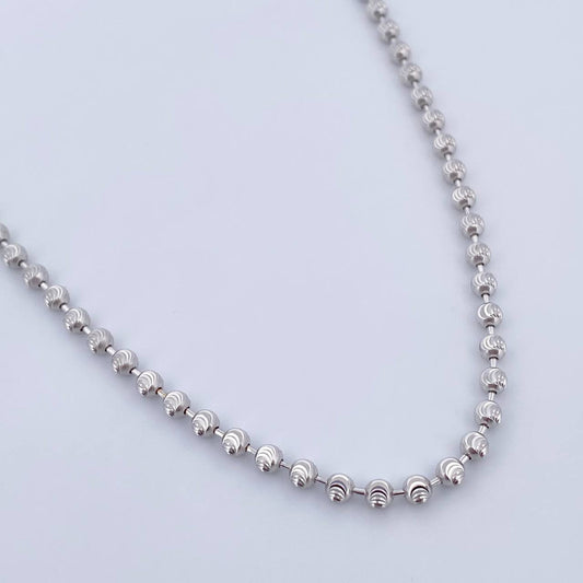 Cadena Militar 14.65gr / 60.4cm / 2.7mm Diamantado Luna Oro Blanco +3 18K &