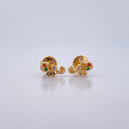 Topos Caballito De Mar 0.85gr / Circones De Colores Oro Amarillo 18K $