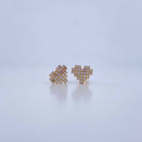 Topos Corazon Pixeliado 2.1gr / Circones Blancos Oro Amarillo 18K & Topos Corazon Pixeliado 2.1gr / Circones Blancos Oro Amarillo 18K &