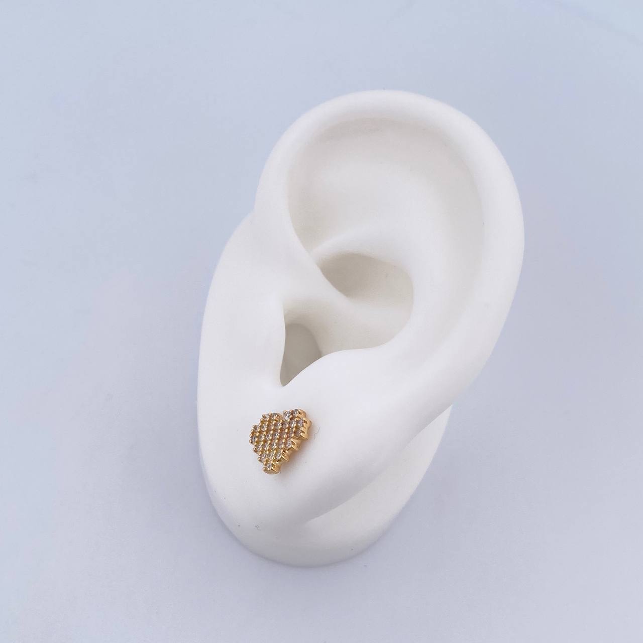 Topos Corazon Pixeliado 2gr / Circones Blancos Oro Amarillo 18K & Topos Corazon Pixeliado 2gr / Circones Blancos Oro Amarillo 18K &