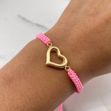 Pulsera Rosada Silueta Corazon 1.15gr / 2.3cm / Lisa Oro Amarillo 18K $ Pulsera Rosada Silueta Corazon 1.15gr / 2.3cm / Lisa Oro Amarillo 18K $