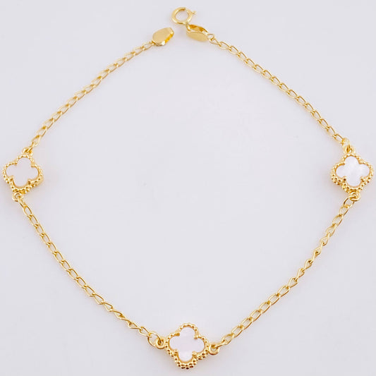 Pulso Aro Seguido Trebol Nacar 2.95g / 19.3cm / 1.5mm Oro Amarillo 18K