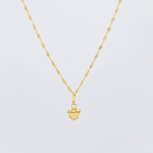 Set Cadena y Dije Singapur + Corazón 1.3gr / 50cm / Oro Amarillo 18K (Oferta) ©