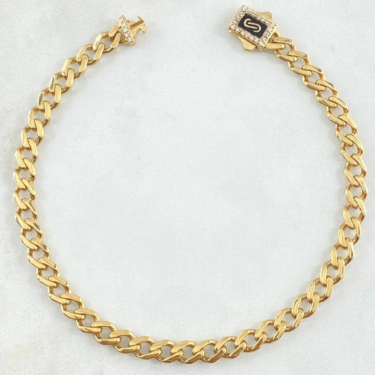 Pulso Cubano 15.5gr / 22cm / 5mm Broche Cajon Circones Blancos Oro Amarillo Nac.Esp. 18K Pulso Cubano 15.5gr / 22cm / 5mm Broche Cajon Circones Blancos Oro Amarillo Nac.Esp. 18K