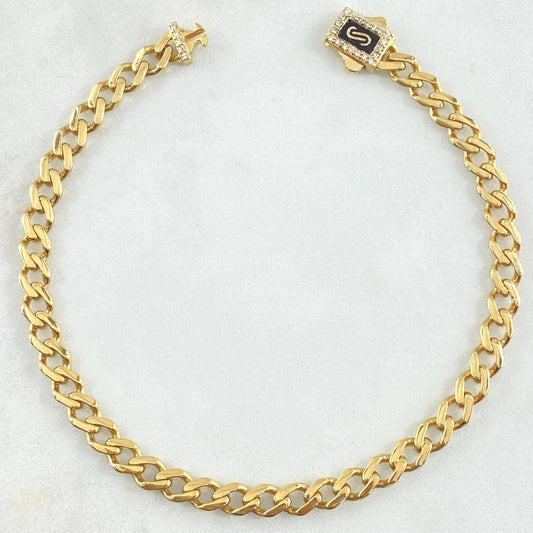 Pulso Cubano 15.5gr / 22cm / 5mm Broche Cajon Circones Blancos Oro Amarillo Nac.Esp. 18K