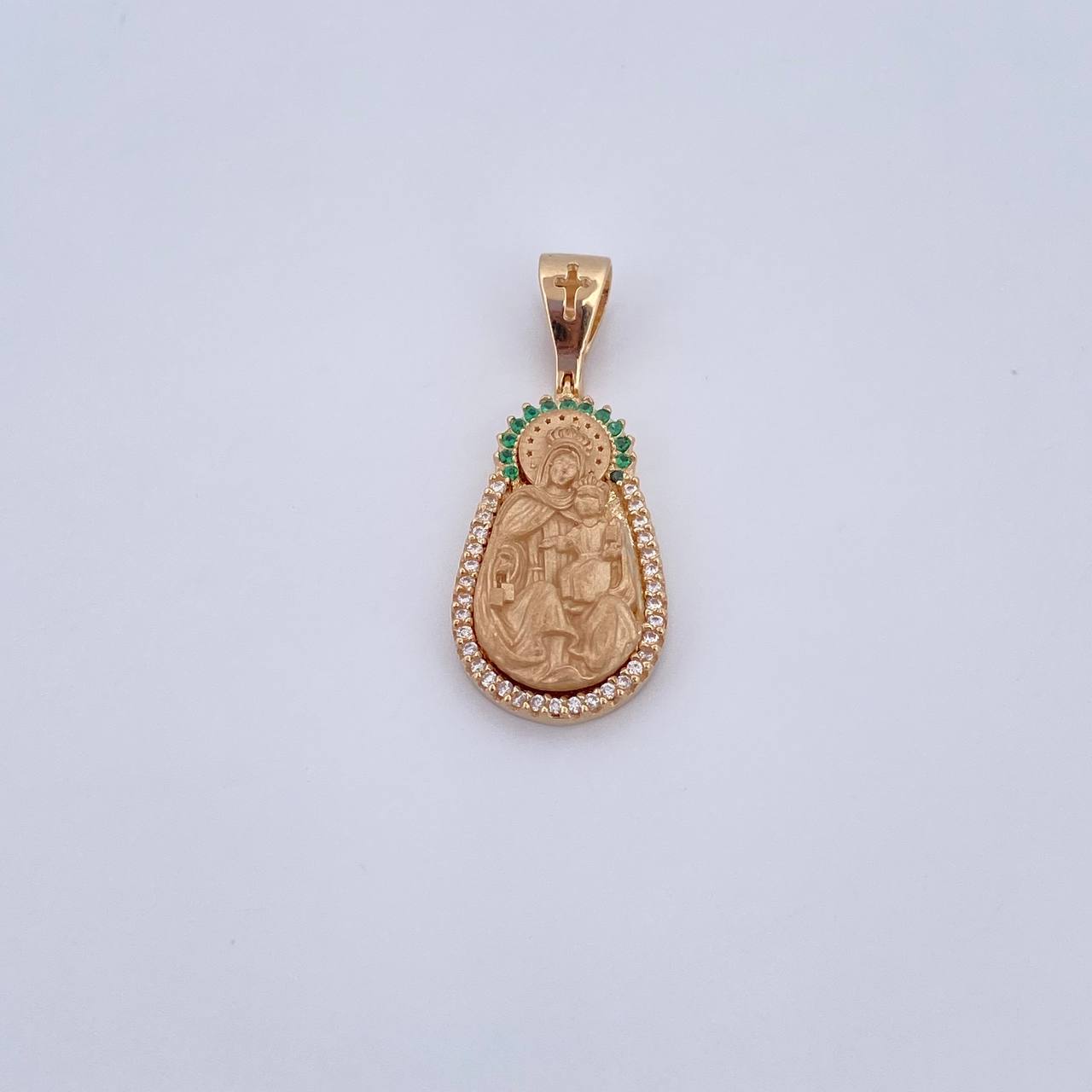 Dije Virgen Del Carmen 5.35gr / 3.2cm / Circones Verdes Blancos Oro Amarillo 18K & Dije Virgen Del Carmen 5.35gr / 3.2cm / Circones Verdes Blancos Oro Amarillo 18K &