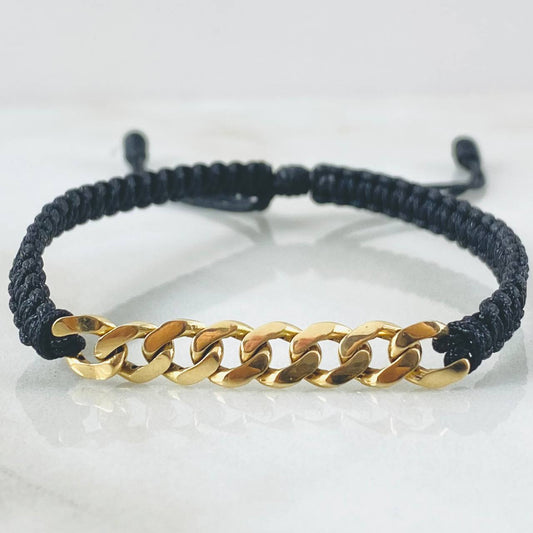 Pulsera Negra Herraje Retazo Cubano 1.6gr / Oro 18K ©