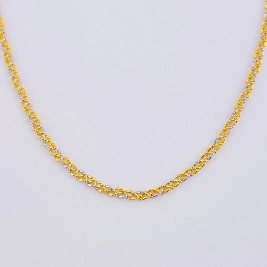 Cadena Morce Trenzada 5.9 g / 50.5 cm / 2.3 mm Dos Oros Amarillo Blanco 18K