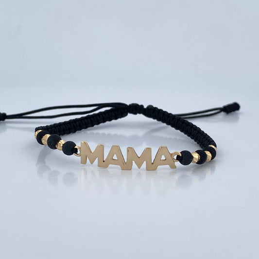 Pulsera Negra Mamá 1.5gr / Oro 18K $