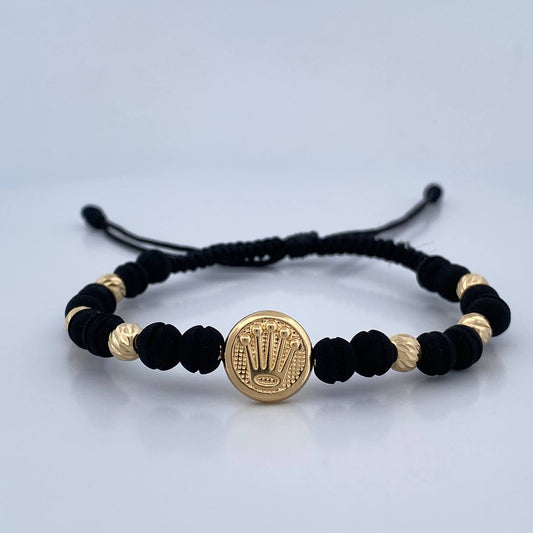 Pulsera Negra Corona Rx 1.65gr / Oro 18K