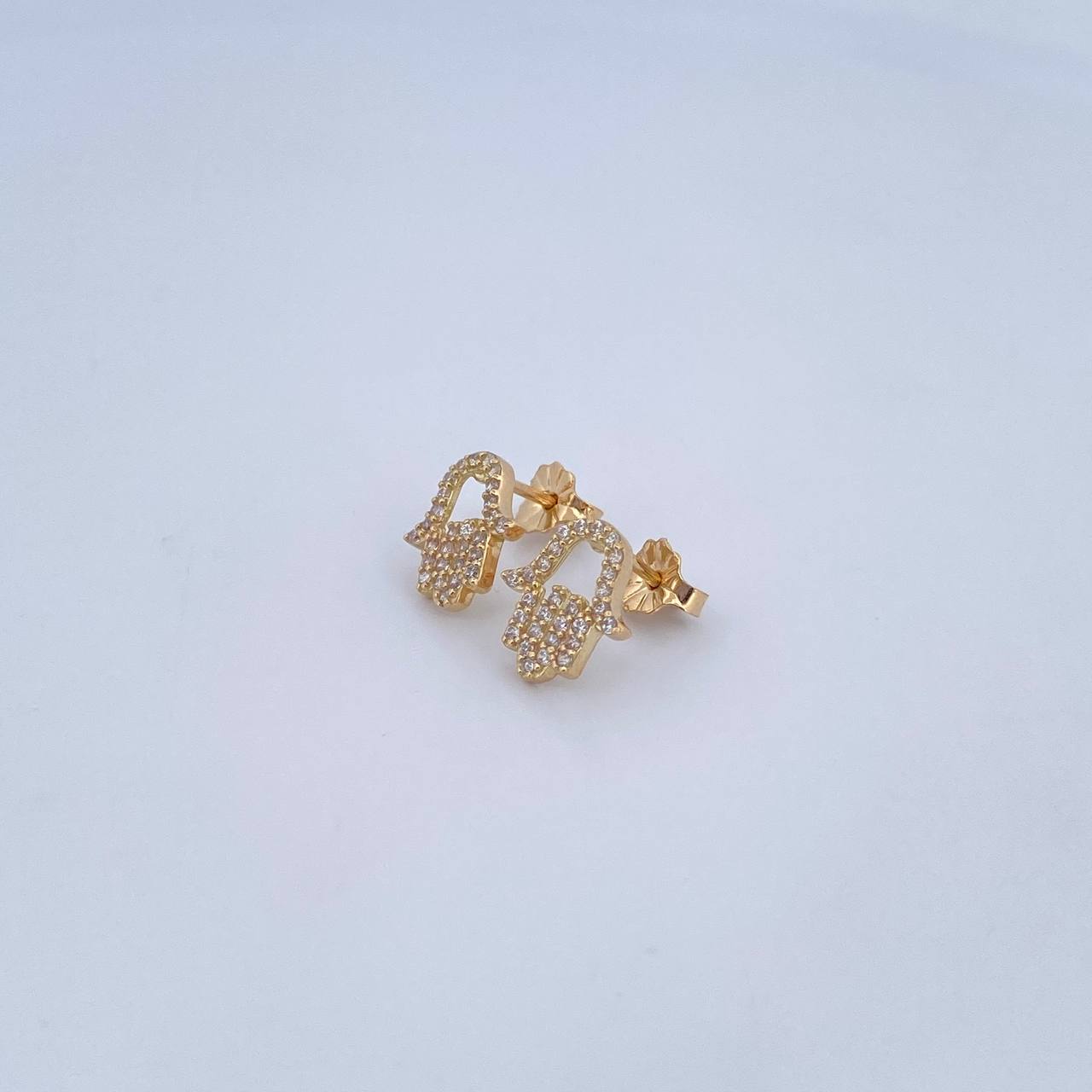 Topos Mano Hamsa 1.75gr / Circones Blancos Oro Amarillo 18K & Topos Mano Hamsa 1.75gr / Circones Blancos Oro Amarillo 18K &
