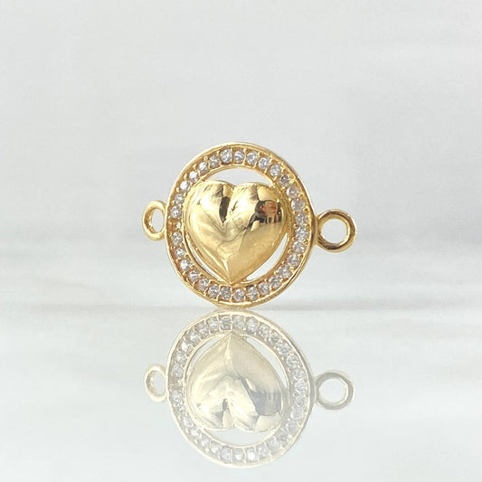 Herraje Corazon 1.6gr / 2.1cm / Circones Blancos Oro Amarillo 18K