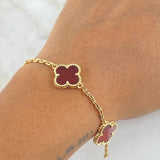 Pulso Aro Seguido Trébol VCyA Gradual 13.85gr / 22cm / 2.3mm Ambar Rojo Oro Amarillo Nac.Esp. 18K © Pulso Aro Seguido Trébol VCyA Gradual 13.85gr / 22cm / 2.3mm Ambar Rojo Oro Amarillo Nac.Esp. 18K ©