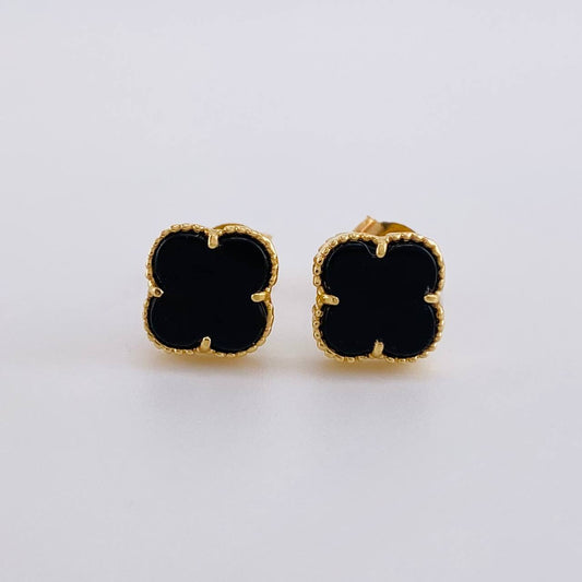 Topos Trebol Onix Negro 2g / 7.9mm Oro Amarillo 18K