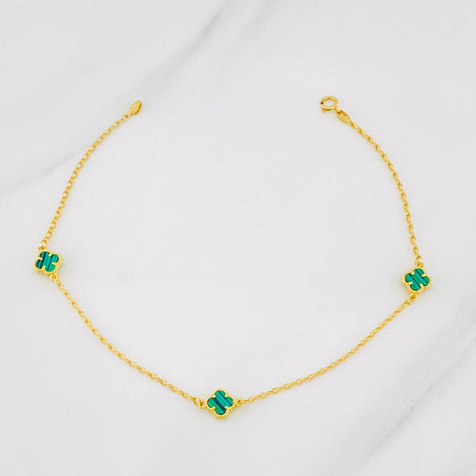 Tobillera Rolo Trebol 3.15g / 25cm / 1.4mm Oro Amarillo 18K