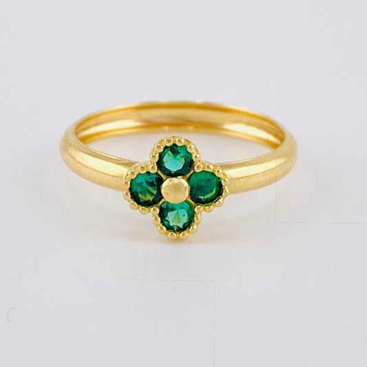Anillo Trebol Cuatro Hojas 1.2 g / T5 1/2 Oro Amarillo 18K