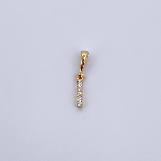 Dije Letra I 0.4gr / 1.5cm / Circones Blancos Oro Amarillo 18K &