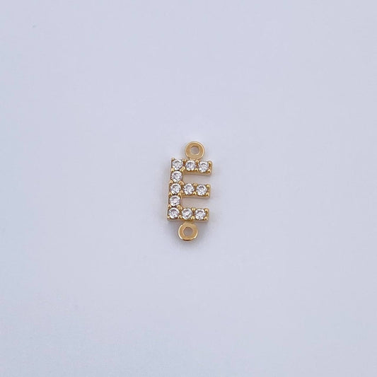 Herraje Letra E 0.4gr / 1cm / Circones Blancos Oro Amarillo 18K &