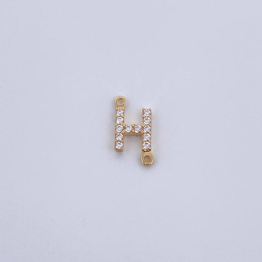 Herraje Letra H 0.45gr / 1cm / Circones Blancos Oro Amarillo 18K &