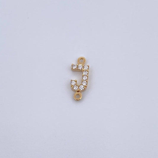 Herraje Letra J 0.35gr / 1cm / Circones Blancos Oro Amarillo 18K &