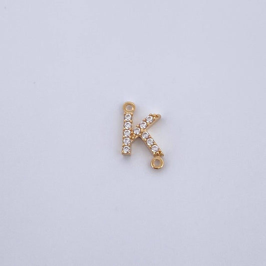 Herraje Letra K 0.5gr / 1cm / Circones Blancos Oro Amarillo 18K &