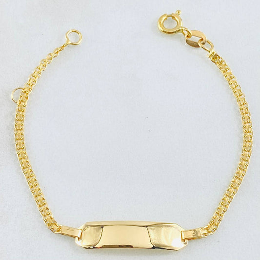Pulso Bebé Placa Rectangular Chino 2.55gr / 13cm-15cm / 2.2mm Oro Amarillo +1 18K
