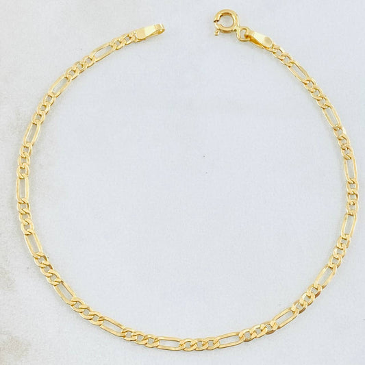Pulso Figaro 1.25gr / 19.5cm / 2.5mm Oro Amarillo +1 18K