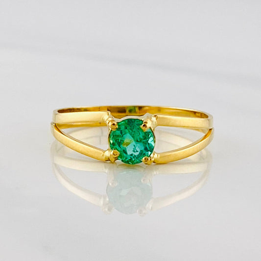 Anillo Solitario Doble Esmeralda 40pts 1.5g / T6 1/2 Oro Amarillo 18K