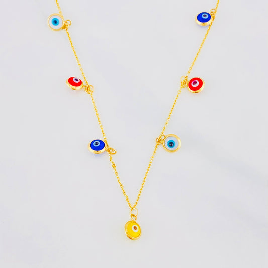 Cadena Aro Seguido Ojos Turcos 2.9g / 45cm / 0.75mm Oro Amarillo 18K