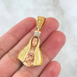 Dije Virgen Fatima 8.1gr / 4.2cm / Circones Blancos - Fucsia Dos Oros Amarillo Rosa 18K Dije Virgen Fatima 8.1gr / 4.2cm / Circones Blancos - Fucsia Dos Oros Amarillo Rosa 18K